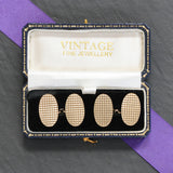 9ct Oval Checked Cuff Links
