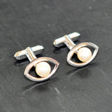 Silver & Pearl Cuff Links