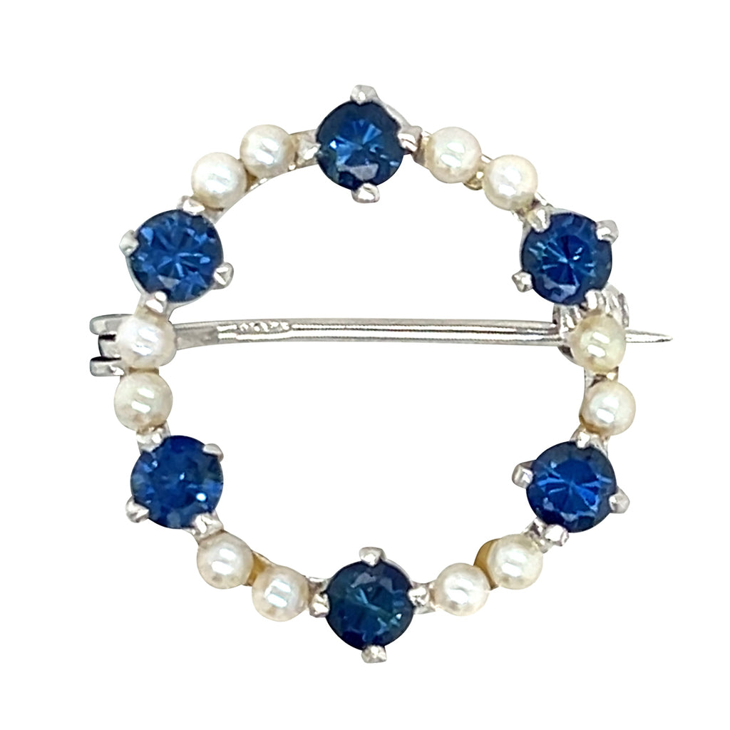 Sapphire & Pearl Brooch