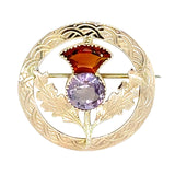 Citrine & Amethyst Thistle Brooch