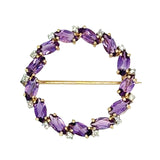 Amethyst & Diamond Brooch