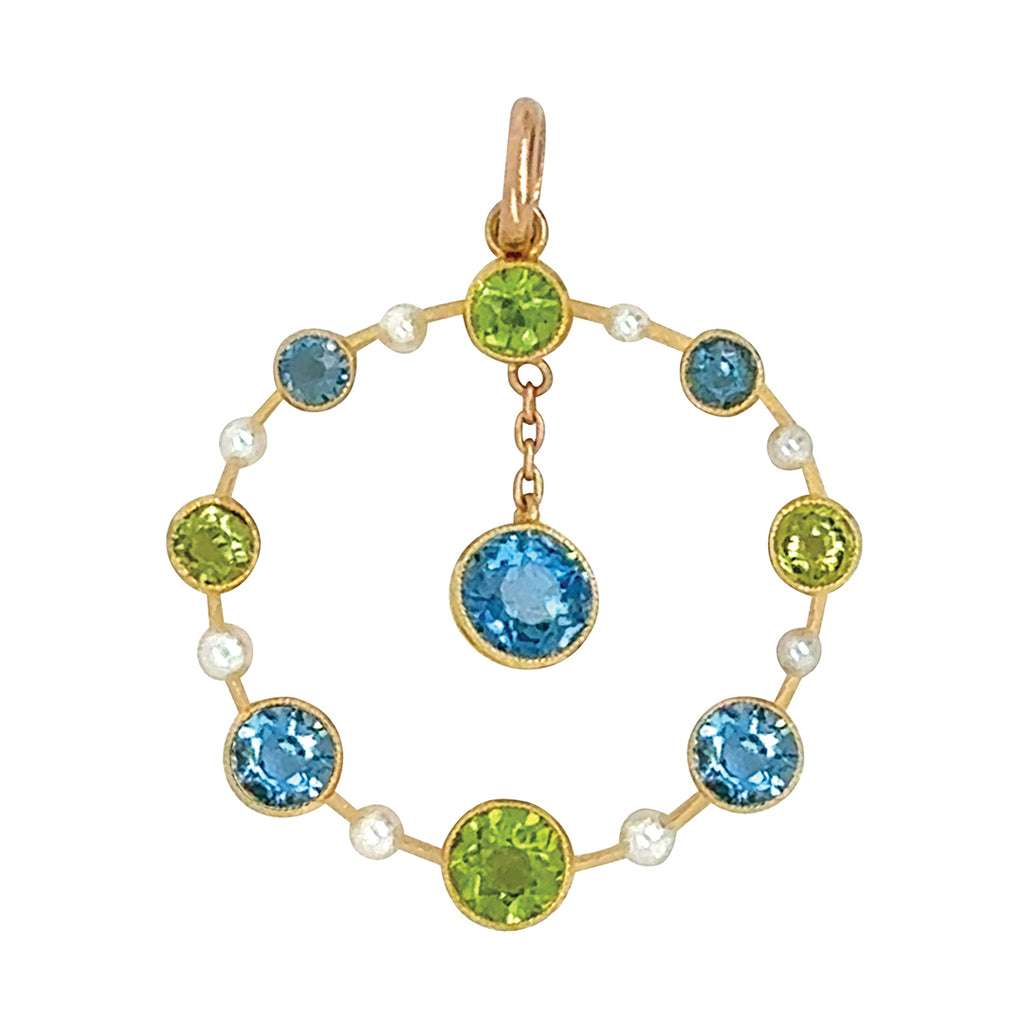 Aquamarine, Peridot & Pearl Pendant