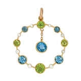 Aquamarine, Peridot & Pearl Pendant