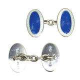 Silver Blue & White Enamel Cuff Links