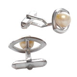 Silver & Pearl Cuff Links