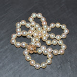 Pearl Necklace with Yellow Gold & Pearl Clasp