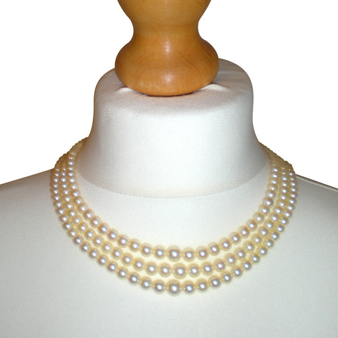 Pearl Necklace with Pearl & Diamond Clasp