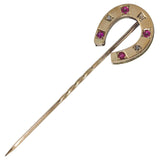 Ruby & Diamond Horse Shoe Tie Pin