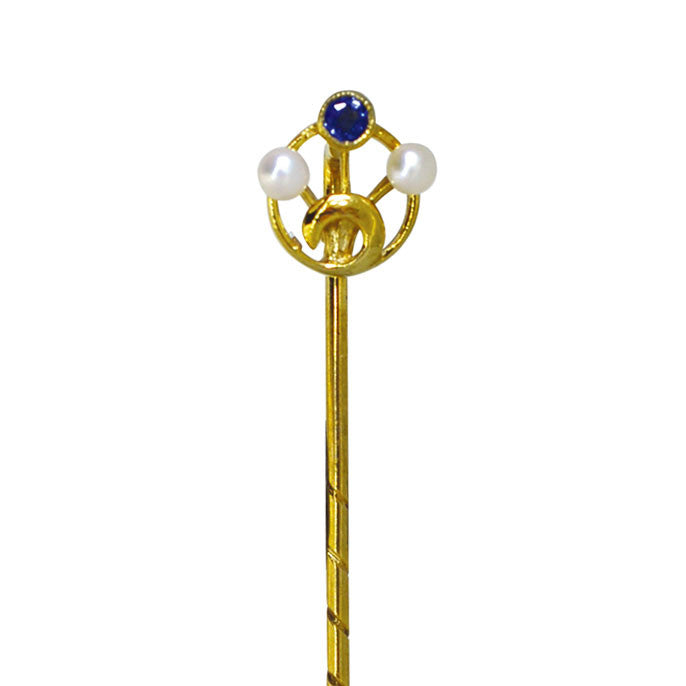 Sapphire & Pearl Tie Pin