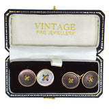 vintage black pearl cuff links
