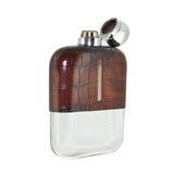 Silver, Glass & Leather Hip Flask