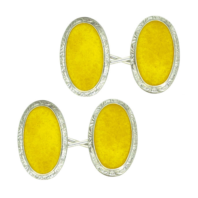 yellow enamel cufflinks