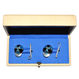 Blue Enamel Cap and Whip Cuff Links