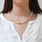 Pearl Necklace with Yellow Gold & Pearl Clasp