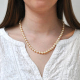 Pearl Necklace with Yellow Gold & Pearl Clasp