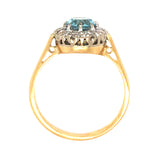 Blue Zircon & Diamond Ring