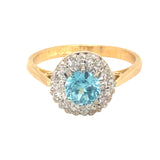 Blue Zircon & Diamond Ring