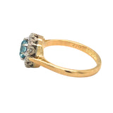 Blue Zircon & Diamond Ring