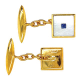 Mother of Pearl & Sapphire Cufflinks