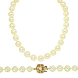 Pearl Necklace with Yellow Gold & Pearl Clasp