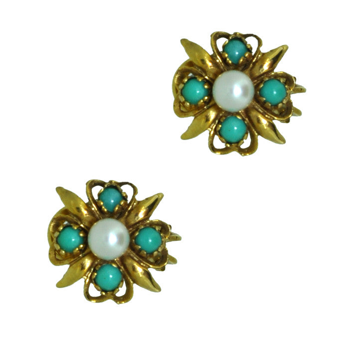 Turquoise & Pearl Earrings
