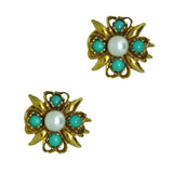 Turquoise & Pearl Earrings