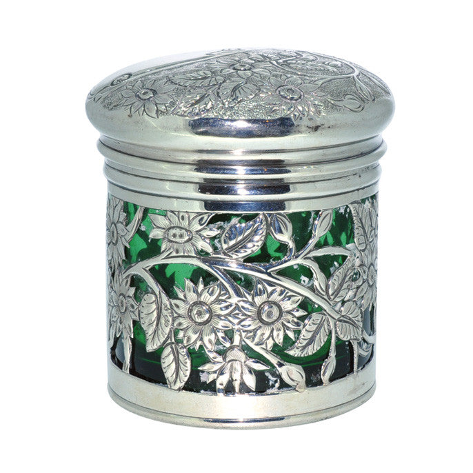 Silver & Glass Dressing Table Jar