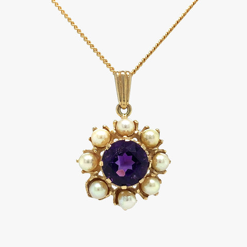 Amethyst & Pearl Pendant