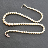 Pearl Necklace with Diamond & Sapphire Clasp