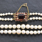 Pearl Necklace with Garnet Clasp