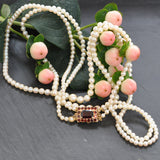 Pearl Necklace with Garnet Clasp