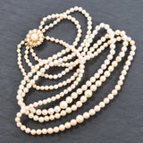 Graduated Pearl Necklace with Pearl Cluster Clasp