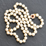 Pearl Necklace with Garnet & Pearl Clasp