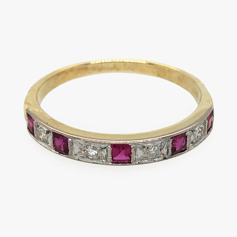 Ruby & Diamond Half Eternity Ring