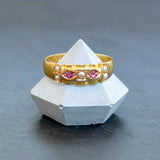 15ct Victorian Pearl & Cabochon Ruby Ring