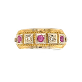 Vintage ruby and diamond gypsy ring