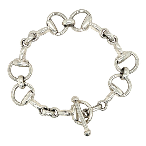 Silver Horse Bit Link Bracelet