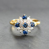 Diamond & Sapphire Cluster Ring