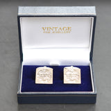 Silver Square 'Barked' Cuff Links