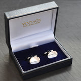 Engraved Silver Cuff Links