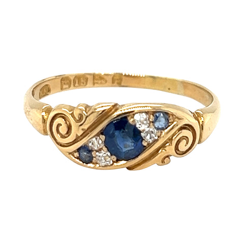 Sapphire & Diamond Gypsy Ring