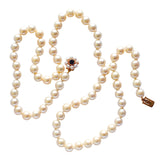 Pearl Necklace with Garnet & Pearl Clasp