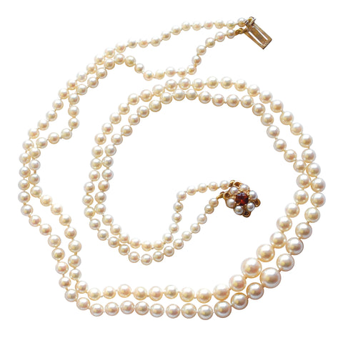 Pearl Necklace with Pearl & Citrine Clasp
