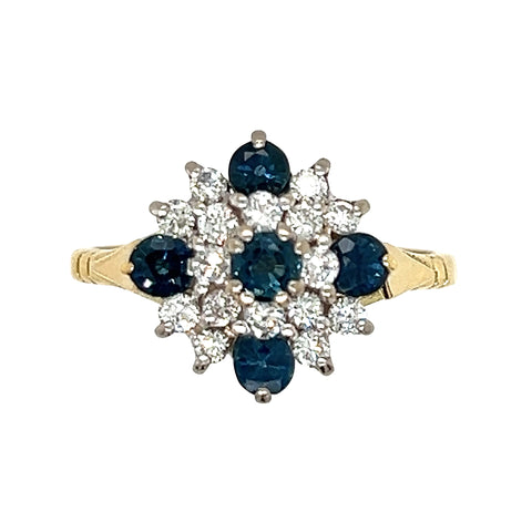 Diamond & Sapphire Cluster Ring