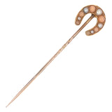 Coral & Pearl Horse Shoe Tie Pin