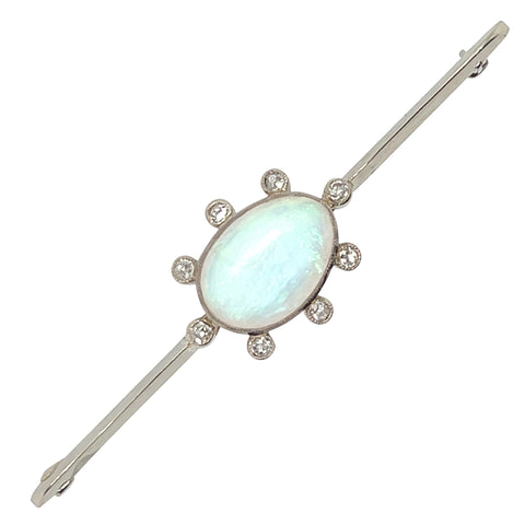 Opal & Diamond Bar Brooch