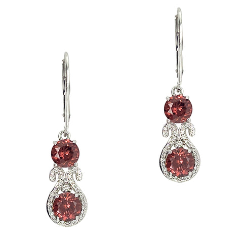 Hessonite Garnet & Diamond Drop Earrings