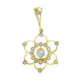 Pearl & Aquamarine 'Flower' Pendant