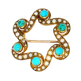 Pearl & Turquoise Brooch