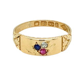 Sapphire, Ruby & Diamond Gypsy Ring